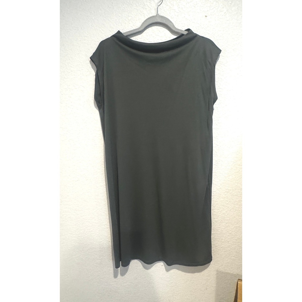 Eileen Fisher Funnel Neck Dolman Dress Tencel Lyocell Green M R9AJO-D4542M NWT